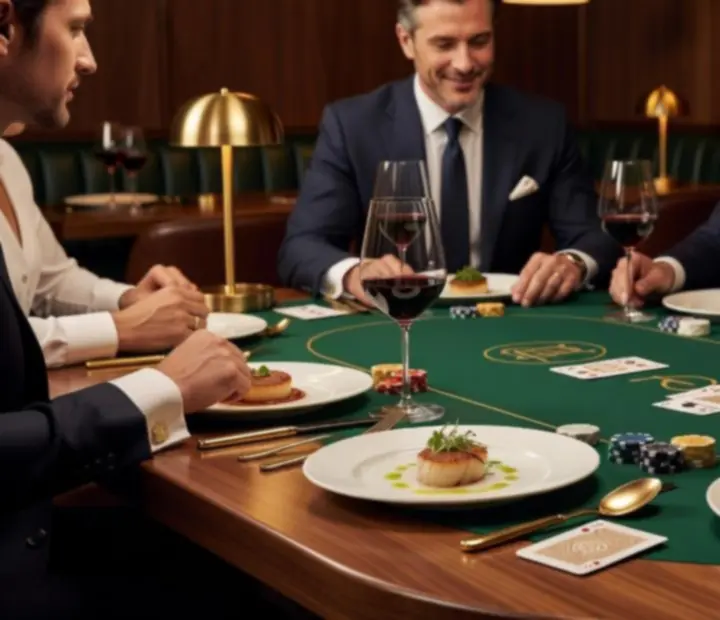 Elegáns pókerasztal fine dining környezetben
