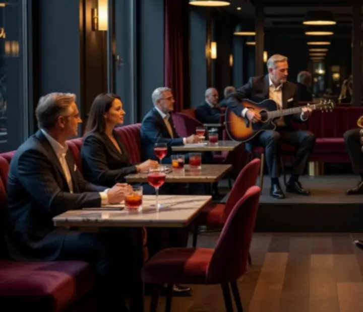 Élő jazz zenekar egy elegáns budapesti étteremben