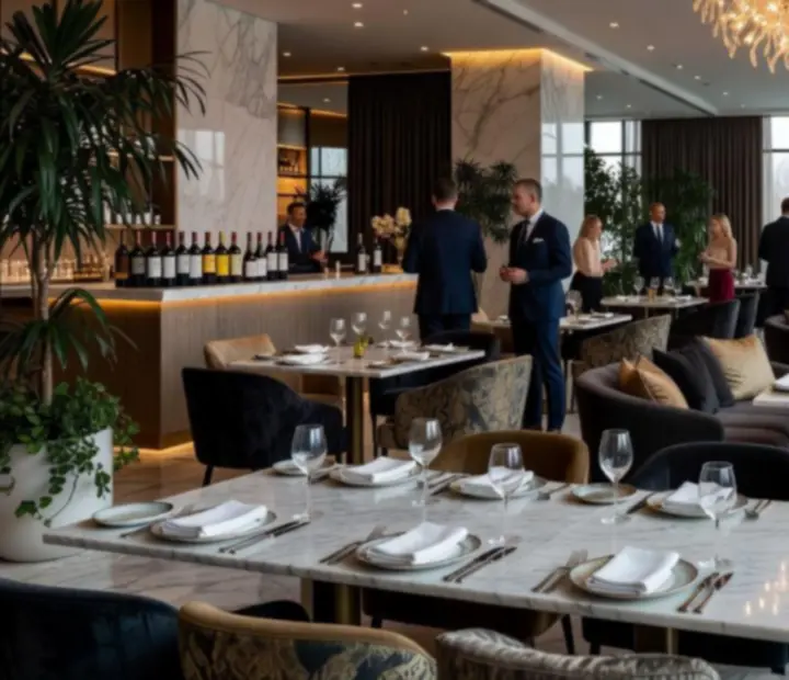 Elegáns, fényárban úszó rendezvényterem kaszinó-ihlette fine dining hangulattal